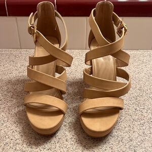 Heart in D Tan Strap Heels